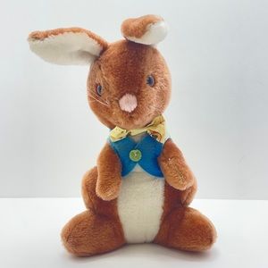 Vintage 1970s DAKIN Peter Rabbit Easter Bunny Plush Stuffed Animal w/Vest & Bow